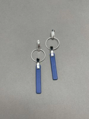 Серьги кожаные синий арт 34906