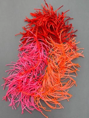 Колье АКТИНИЯ красный фуксия оранжевый арт 40204 в магазине дизайнерских украшений Cherepaha.shop