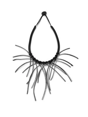 Колье МОРСКОЙ ЁЖ чёрный серебро арт 45302 в магазине дизайнерских украшений Cherepaha.shop