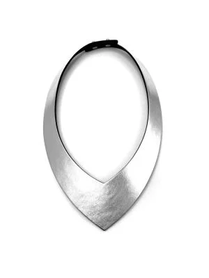 Гривна из кожи V серебро глянец чёрный арт 41203