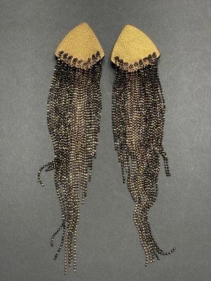 Серьги кожаные бронза арт 32303