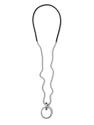 Кулон из кожи МЕЧТА белый чёрный арт 60107 в магазине дизайнерских украшений Cherepaha.shop