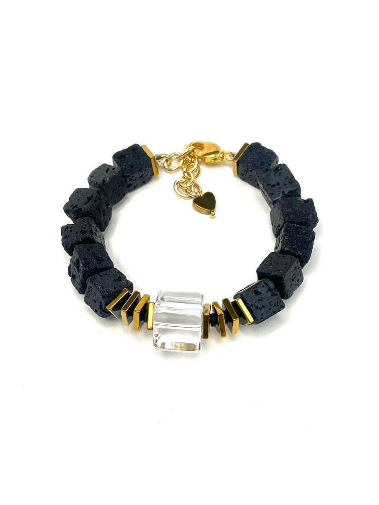Браслет ХРУСТАЛЬ ГЕМАТИТ ЛАВА золото чёрный арт 61201 Браслет ХРУСТАЛЬ ГЕМАТИТ ЛАВА золото чёрный арт 61201