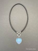 Кулон СЕРДЦЕ лунный камень чёрный арт 42503 в магазине дизайнерских украшений Cherepaha.shop