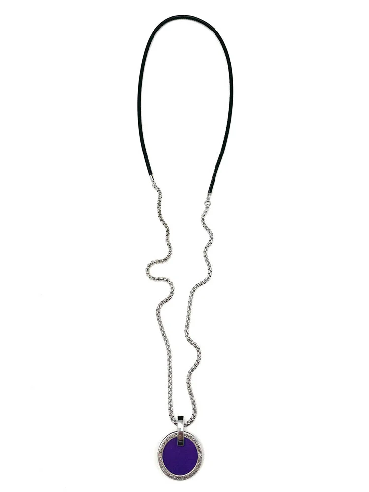 Кулон из кожи МЕЧТА фиолетовый чёрный арт 60105