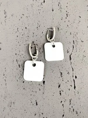 Серьги из кожи белый чёрный арт 52402