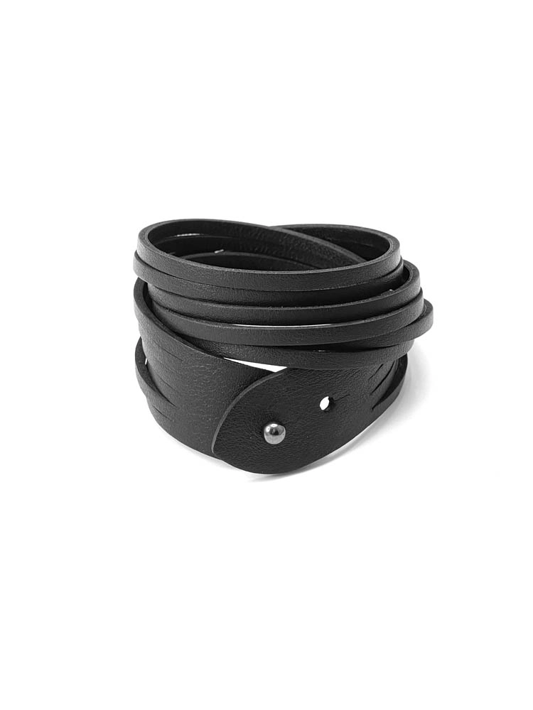 Трансформер из кожи ЧОКЕР-БРАСЛЕТ УЗКИЙ чёрный арт 51401