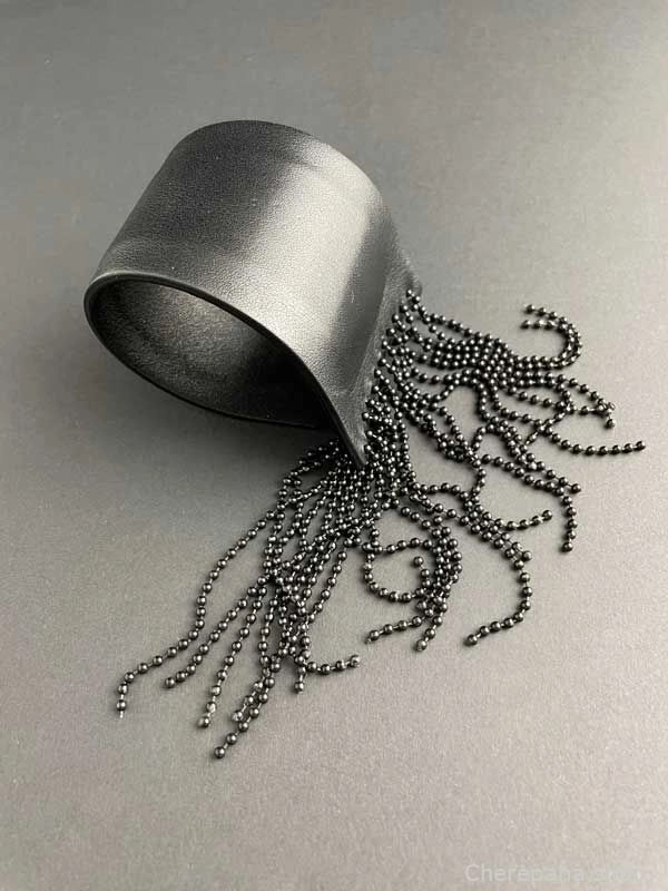 Браслет из кожи КАВИАР чёрный арт 30701 Браслет из кожи КАВИАР чёрный арт 30701