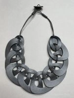 Колье из кожи ЦЕПЬ ПЛЕТЁНАЯ чёрный арт 38701 в магазине дизайнерских украшений Cherepaha.shop