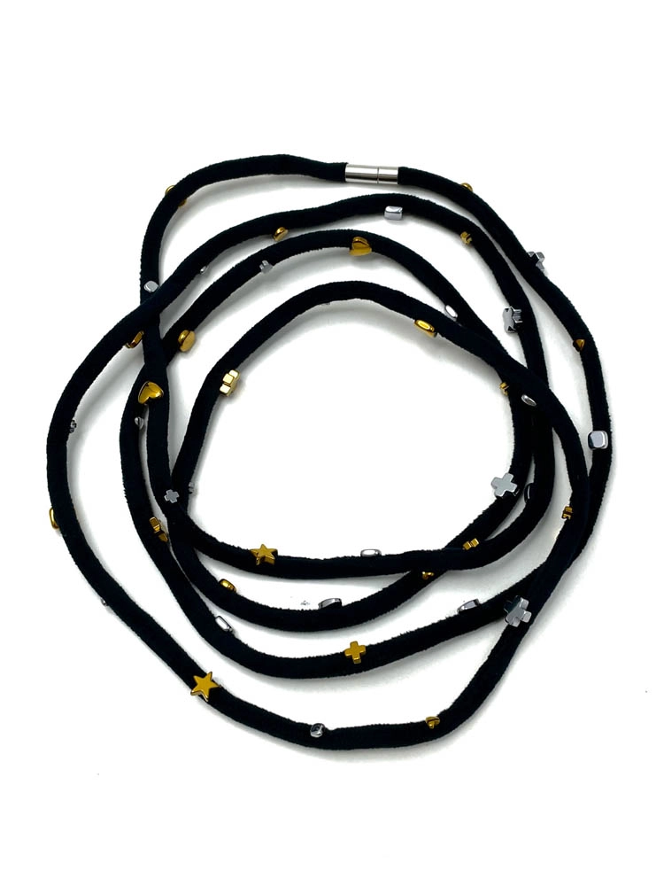 Бусы бархатные чёрный золото серебро арт 51904 Бусы бархатные чёрный золото серебро арт 51904