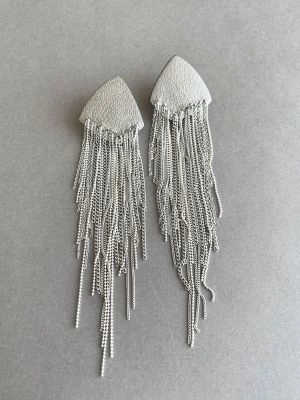 Серьги из кожи серебро арт 32305