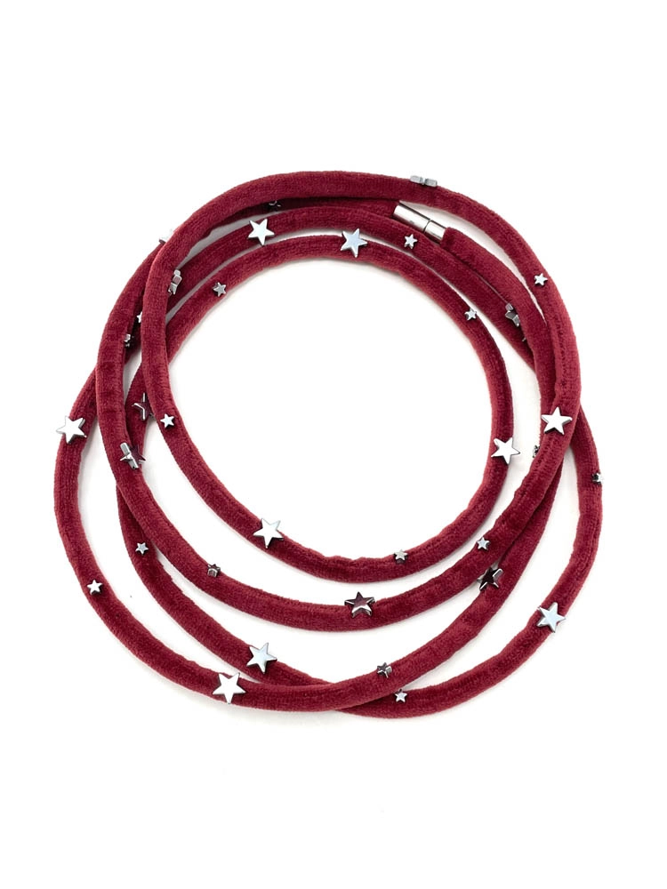 Бусы бархатные марсала серебро арт 51906 Бусы бархатные марсала серебро арт 51906