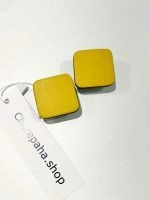 Серьги из кожи КВАДРАТ 3 жёлтый арт 27202 в магазине дизайнерских украшений Cherepaha.shop