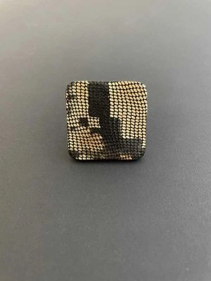 Кольцо кожаное КВАДРАТ 4 бежевая змея арт 1658