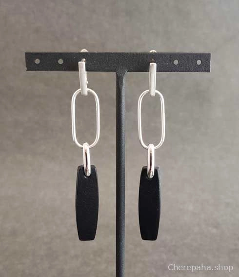 Серьги из кожи чёрный арт 2241 Серьги из кожи чёрный арт 2241