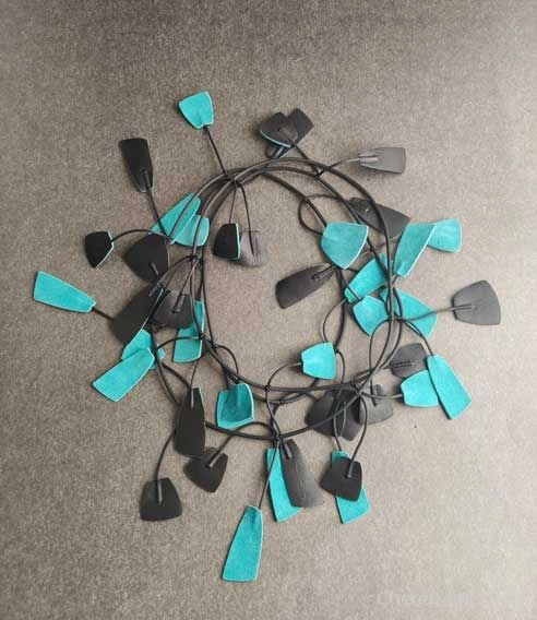 Колье из кожи ЛИАНА ментол арт 2431