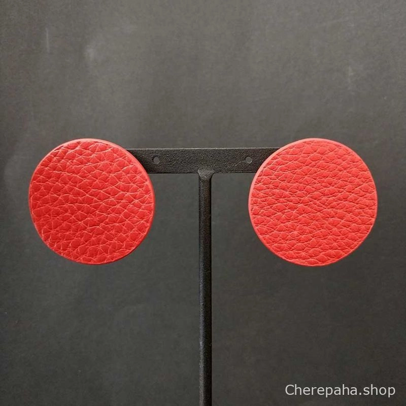 Серьги из кожи КРУГ 4 П красный арт 1463 Серьги из кожи КРУГ 4 П красный арт 1463