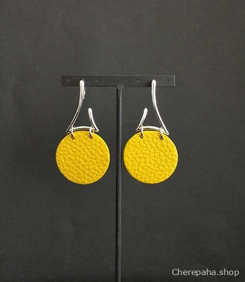 Серьги из кожи ЗИГЗАГ 4 жёлтый арт 1535 Серьги из кожи ЗИГЗАГ 4 жёлтый арт 1535