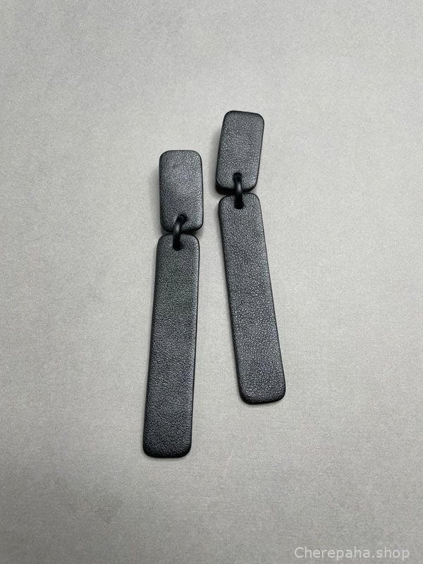 Серьги из кожи СТИК XL чёрный арт 26501 Серьги из кожи СТИК XL чёрный арт 26501