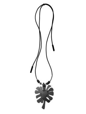 Кулон кожаный КОРАЛЛ чёрный арт 54501