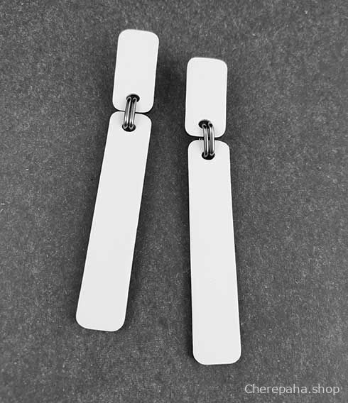 Серьги из кожи СТИК XL белый арт 26502 Серьги из кожи СТИК XL белый арт 26502