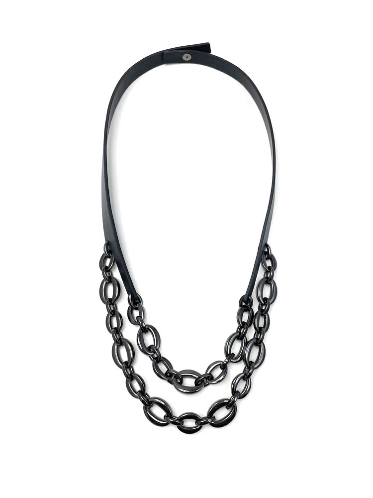 Цепь из кожи двойная 70 чёрный арт 2414 Цепь из кожи двойная 70 чёрный арт 2414