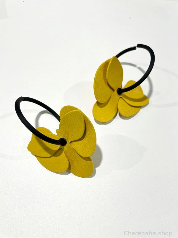 Серьги из кожи ОРХИДЕЯ жёлтый арт 36504 Серьги из кожи ОРХИДЕЯ жёлтый арт 36504