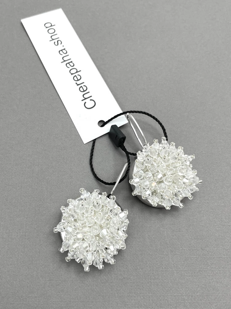 Серьги белый снежный арт 42104 Серьги белый снежный арт 42104
