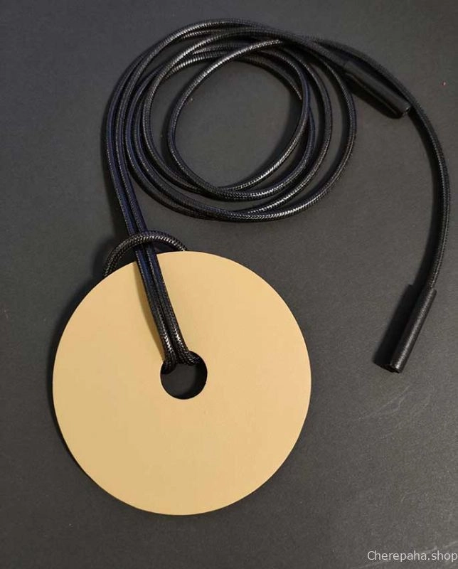 Колье из кожи ДИСК бежевый гладкий арт 1936 Колье из кожи ДИСК бежевый гладкий арт 1936