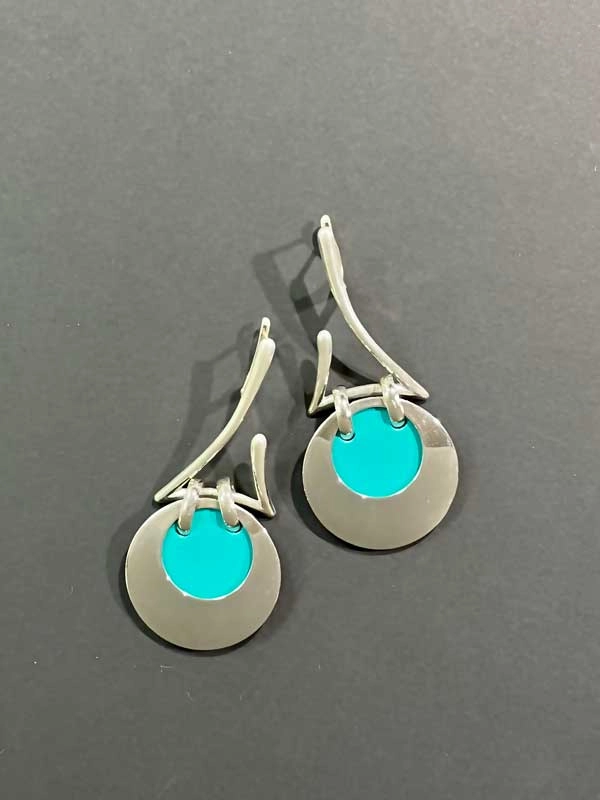 Серьги кожаные бирюзовый арт 30602 Серьги кожаные бирюзовый арт 30602