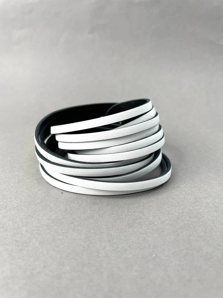 Трансформер кожаный ЧОКЕР-БРАСЛЕТ УЗКИЙ белый чёрный арт 51402 Трансформер кожаный ЧОКЕР-БРАСЛЕТ УЗКИЙ белый чёрный арт 51402