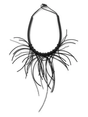 Ожерелье АКТИНИЯ чёрный серебро арт 61701 в магазине дизайнерских украшений Cherepaha.shop