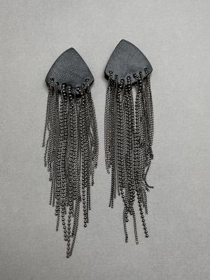 Серьги из кожи чёрный арт 32306