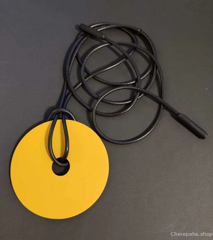 Колье из кожи ДИСК жёлтый гладкий арт 1934 Колье из кожи ДИСК жёлтый гладкий арт 1934