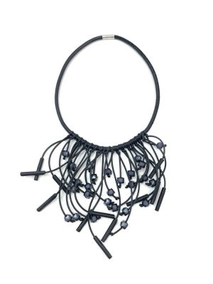 Колье ЛАНДЫШИ серый арт 45503 в магазине дизайнерских украшений Cherepaha.shop