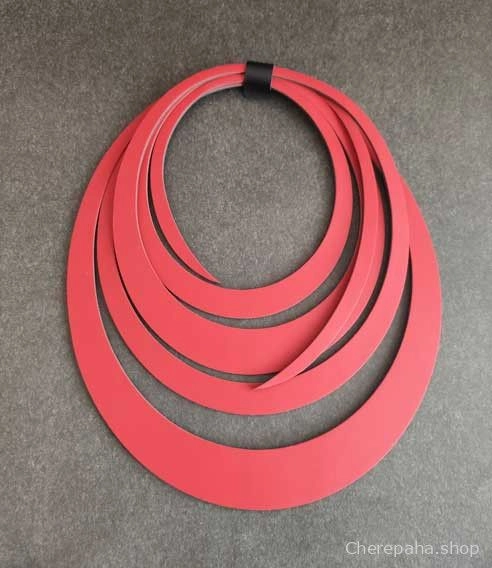 Колье из кожи СПИРАЛЬ красный чёрный арт 0096 Колье из кожи СПИРАЛЬ красный чёрный арт 0096