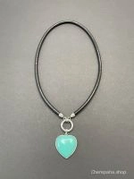 Кулон СЕРДЦЕ бирюза чёрный арт 42505 в магазине дизайнерских украшений Cherepaha.shop