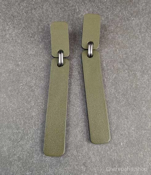 Серьги из кожи СТИК XL хаки арт 26503 Серьги из кожи СТИК XL хаки арт 26503