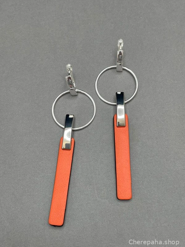 Серьги из кожи оранжевый арт 34909 Серьги из кожи оранжевый арт 34909