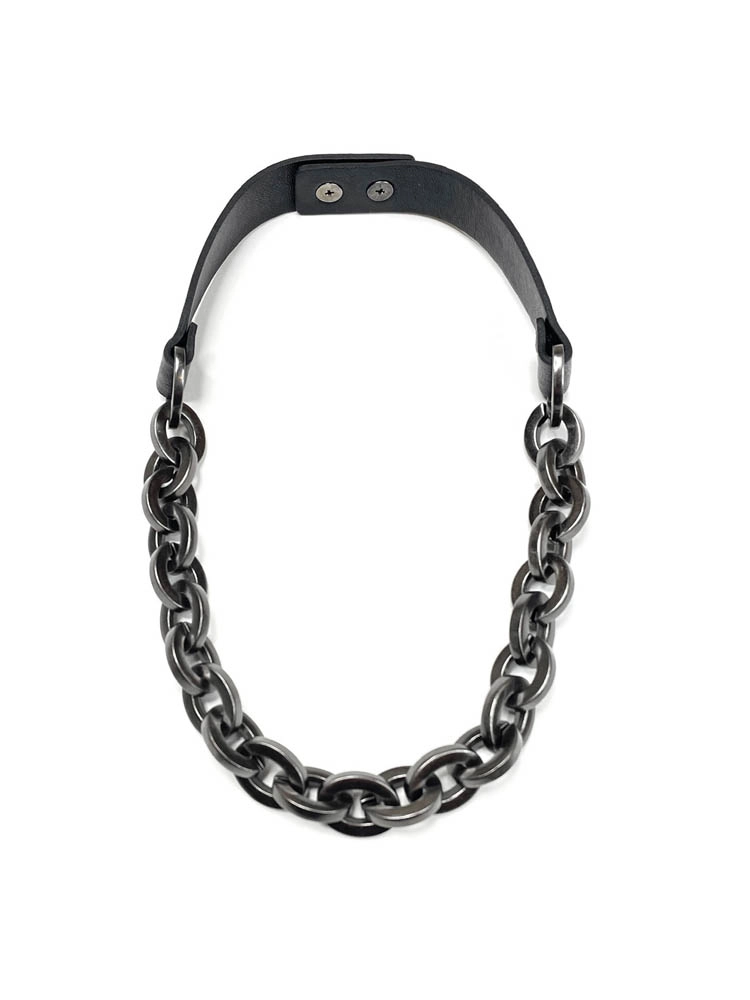 Цепочка на коже тёмное серебро чёрный арт 33602 Цепочка на коже тёмное серебро чёрный арт 33602