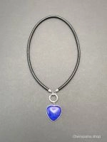 Кулон СЕРДЦЕ лазурит чёрный арт 42502 в магазине дизайнерских украшений Cherepaha.shop