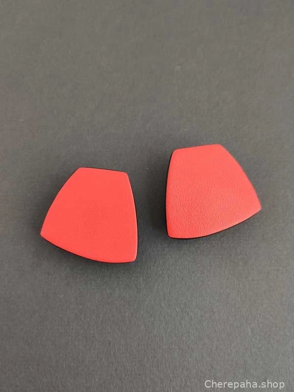 Серьги из кожи АСИММЕТРИЯ S красный_чёрный арт 1137 Серьги из кожи АСИММЕТРИЯ S красный_чёрный арт 1137