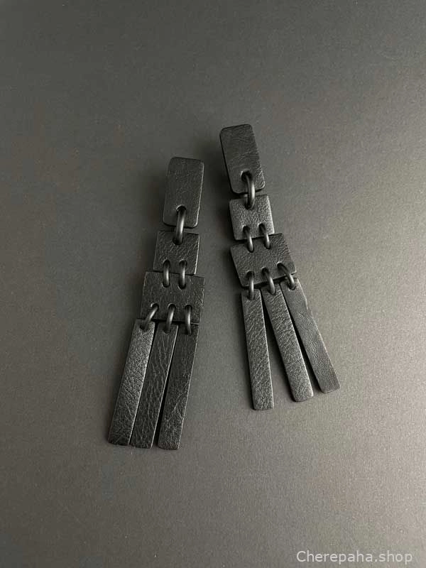 Серьги из кожи чёрный арт 31002 Серьги из кожи чёрный арт 31002