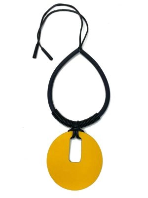 Колье из кожи ЛУНА жёлтый арт 28906 в магазине дизайнерских украшений Cherepaha.shop