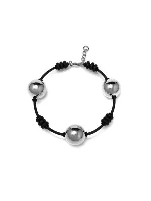 Браслет СЕРЕБРЯНЫЕ ШАРЫ чёрный арт 62901
