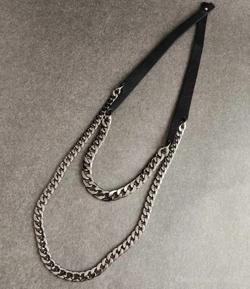 Цепь из кожи двойная 90 чёрный арт 2411