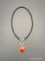 Кулон СЕРДЦЕ сердолик чёрный арт 42506 в магазине дизайнерских украшений Cherepaha.shop