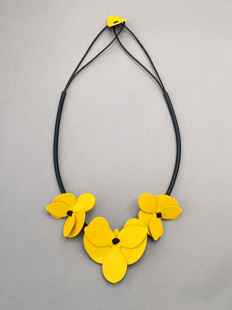 Колье из кожи ОРХИДЕЯ жёлтый арт 36603 Колье из кожи ОРХИДЕЯ жёлтый арт 36603