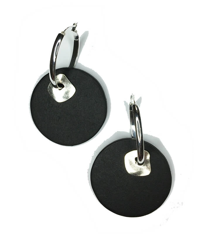 Серьги из кожи чёрный арт 1021 Серьги из кожи чёрный арт 1021