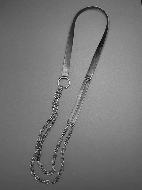 Колье из кожи ПОРТУПЕЯ чёрный арт 2291